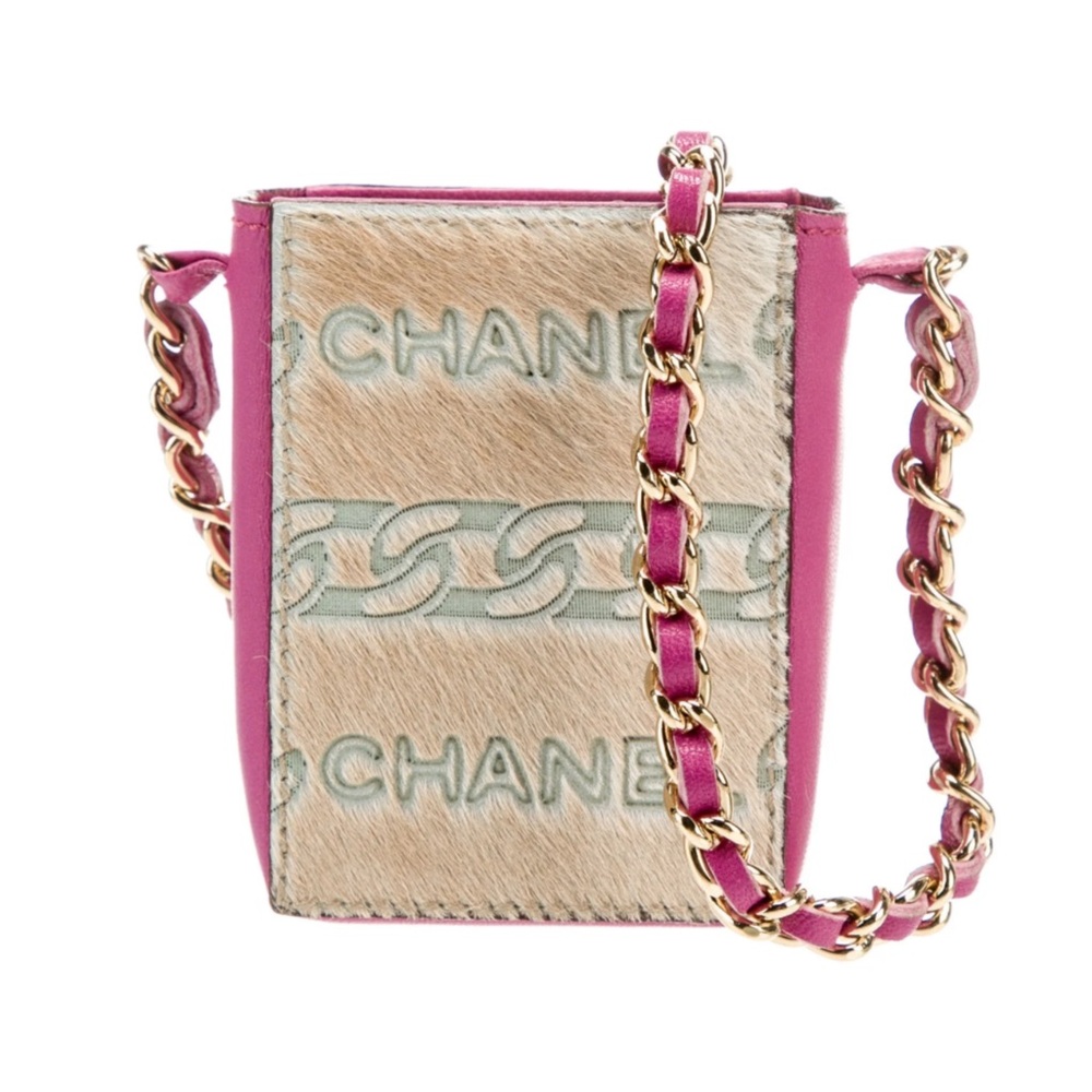 CHANEL LAMBSKIN PONY HAIR CHAIN MICRO CROSSBODY BAG
